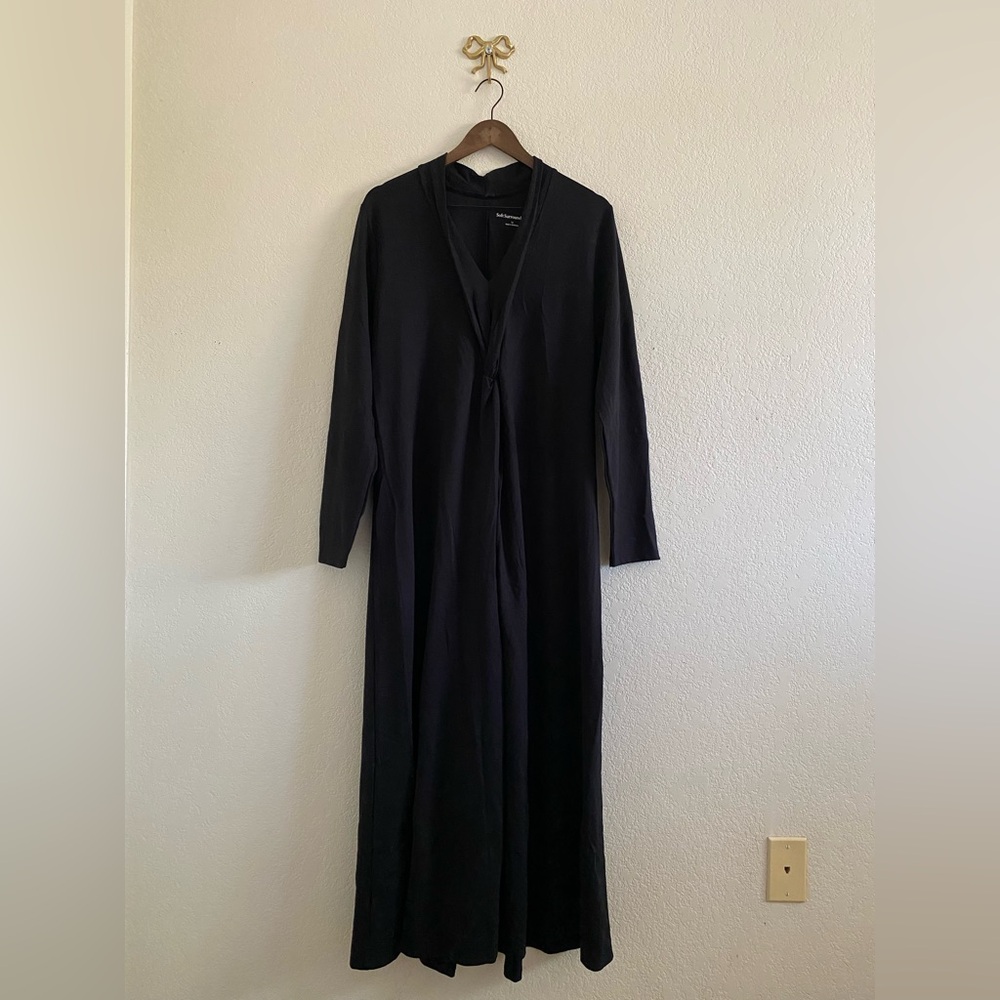 Soft Surroundings Lagia Maxi Dress Women Black Front Twist Ruching Ponte Knit 1X